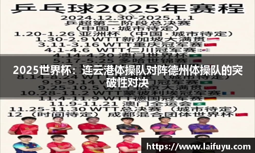 2025世界杯：连云港体操队对阵德州体操队的突破性对决